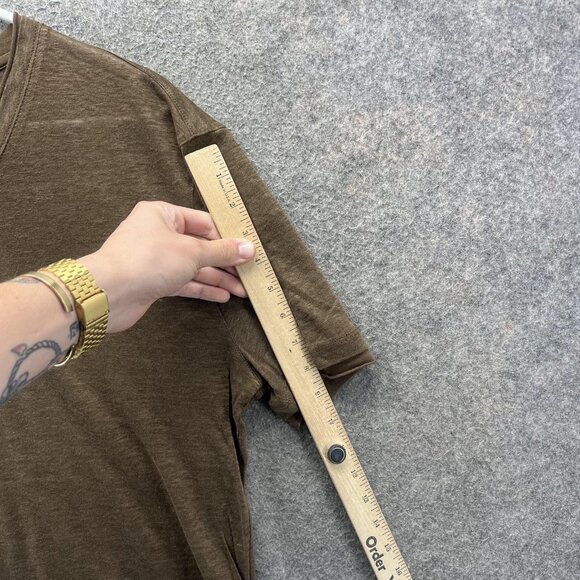 John Varvatos Shirt Mens Large Brown V Neck 100% Linen Lightweight Casual - Picture 4 of 10